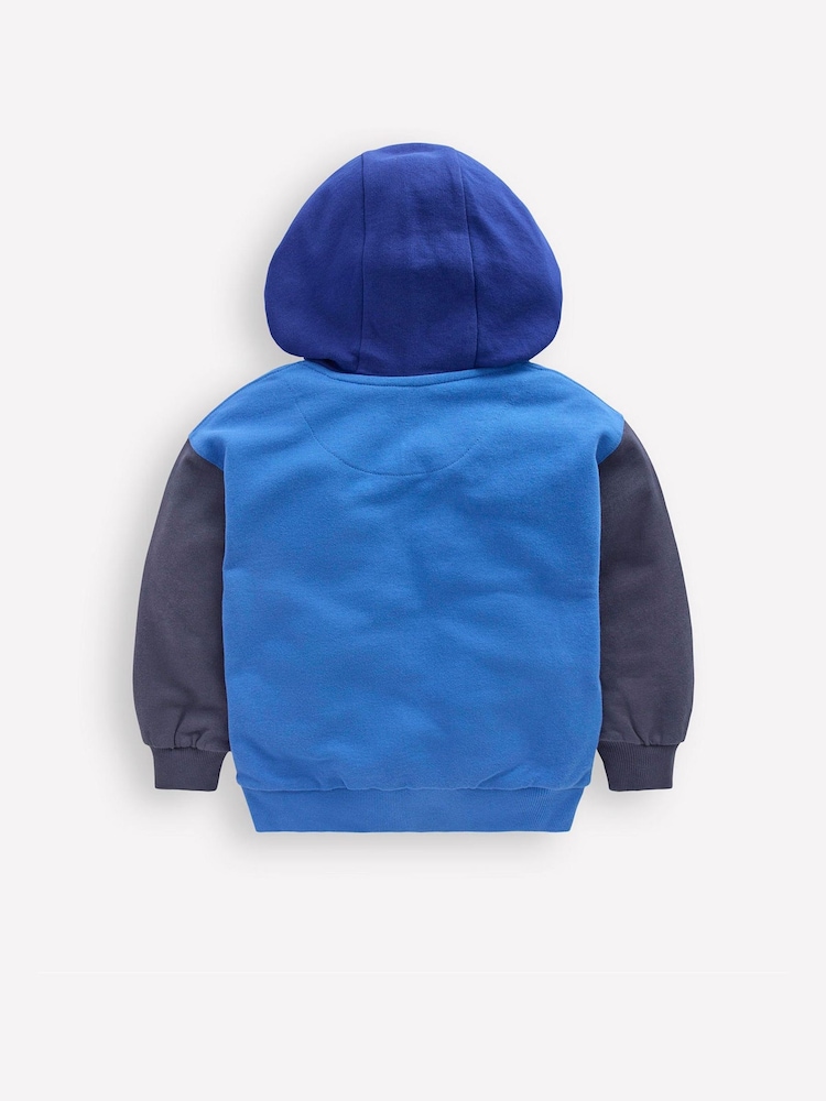 Boden Blue Colourblock Zip-through Hoodie - Image 2 of 3 Boden Blue Colourblock Zip-through Hoodie - Image 2 of 3
