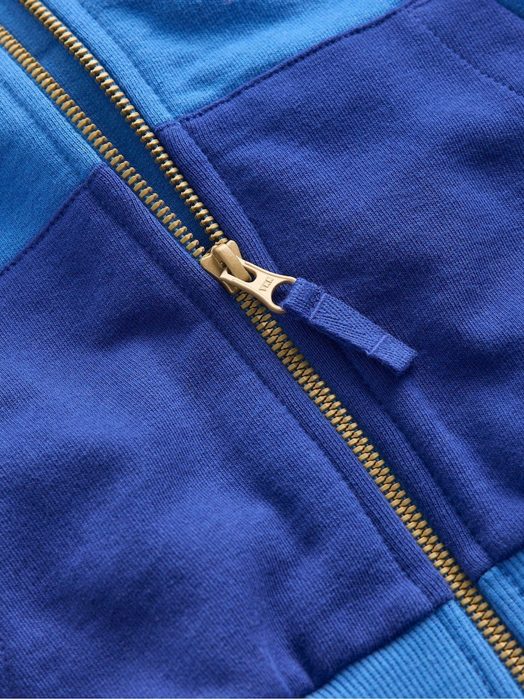 Boden Blue Colourblock Zip-through Hoodie - Image 3 of 3 Boden Blue Colourblock Zip-through Hoodie - Image 3 of 3