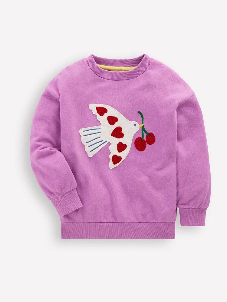 Boden Purple Bobbie Appliqué Sweatshirt - Image 1 of 3