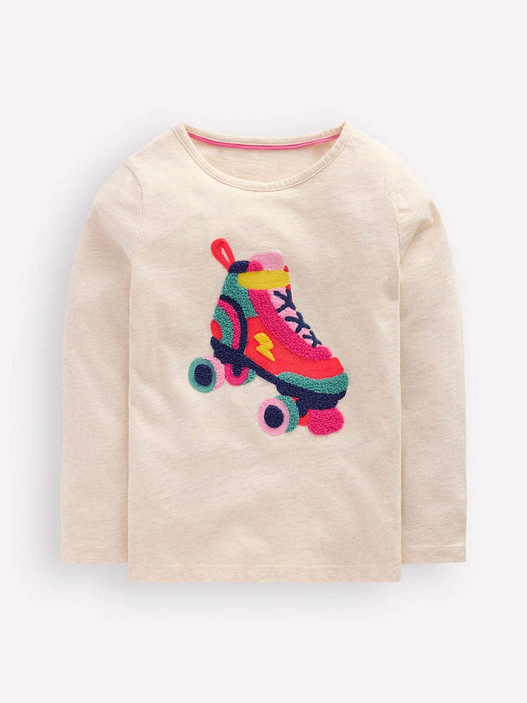 Boden Cream Long Sleeve Bouclé T-Shirt - Image 1 of 3