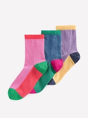 Boden Red Colourblock Socks 3 Pack - Image 1 of 3