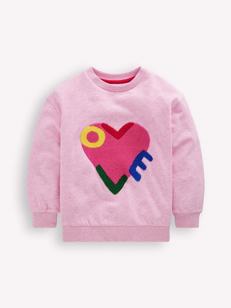 Boden Pink Bobbie Appliqué Sweatshirt - Image 1 of 3