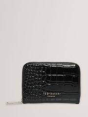Ted Baker Black Varlee Croc Effect Small Zip Around Wallet - Image 1 of 4