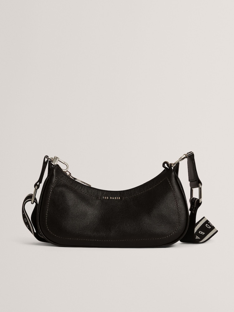 Ted Baker Black Laarna Webbing Small Leather Shoulder Bag - Image 2 of 4