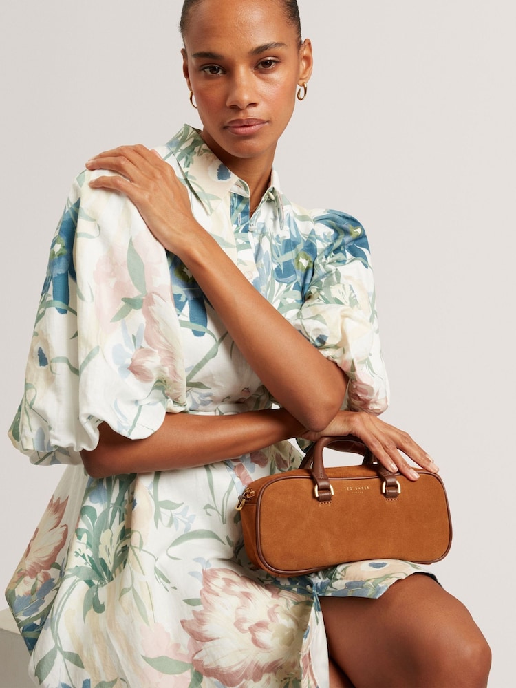 Ted Baker Brown Shahiya Elongated Suede Boxy Top Handle Bag - Image 1 of 5