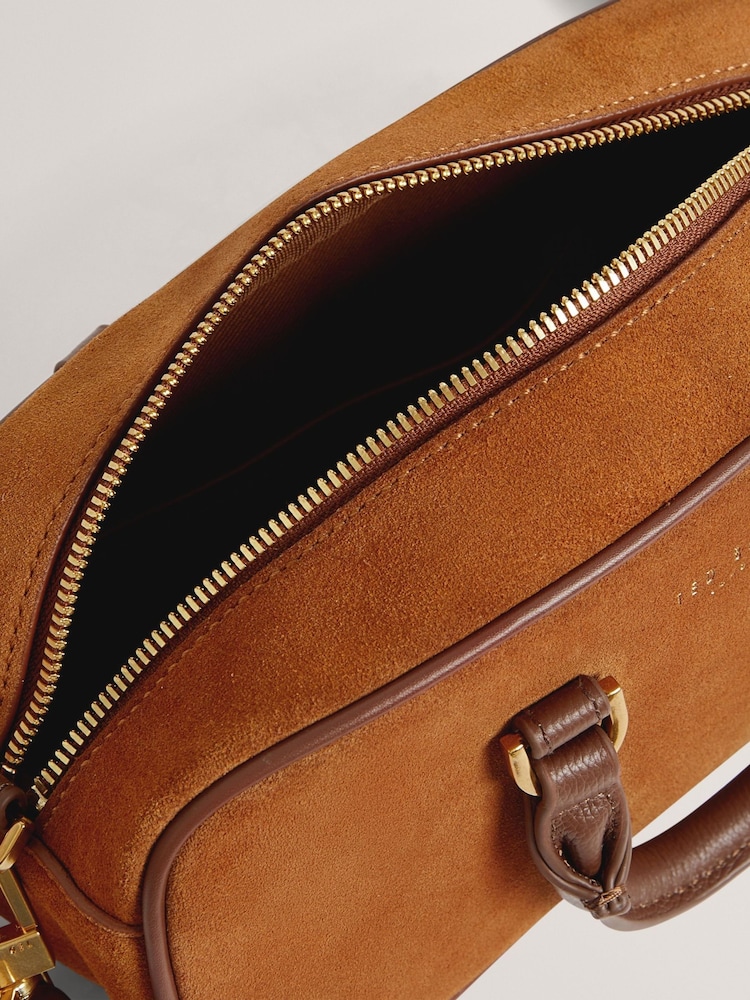 Ted Baker Brown Shahiya Elongated Suede Boxy Top Handle Bag - Image 5 of 5