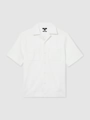 Reiss White Odessa Ribbed Cuban-Collar Shirt - Image 2 of 6