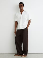 Reiss White Odessa Ribbed Cuban-Collar Shirt - Image 3 of 6