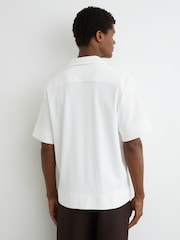 Reiss White Odessa Ribbed Cuban-Collar Shirt - Image 4 of 6