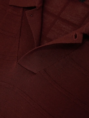 Reiss Bordeaux Serval Check-Texture Short-Sleeve Polo Jumper with Wool - Image 6 of 6