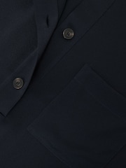 Reiss Navy Polly Silk Half-Button Short-Sleeve Shirt - Image 6 of 6