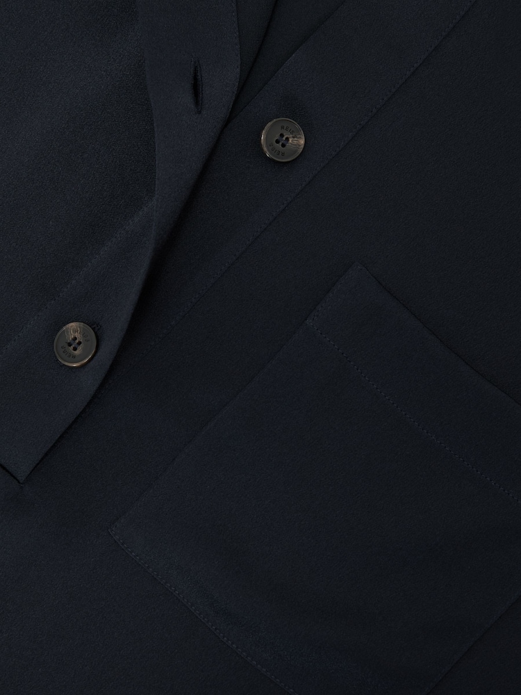 Reiss Navy Polly Silk Half-Button Short-Sleeve Shirt - Image 6 of 6