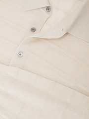 Reiss Ecru Pallas Check-Texture Long-Sleeve Polo Jumper with Wool - Image 7 of 7