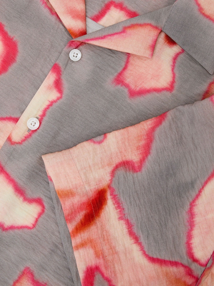 Rosa - Reiss Springs Graphic Floral-Print Short-Sleeve Shirt - Imagen 5 de 5