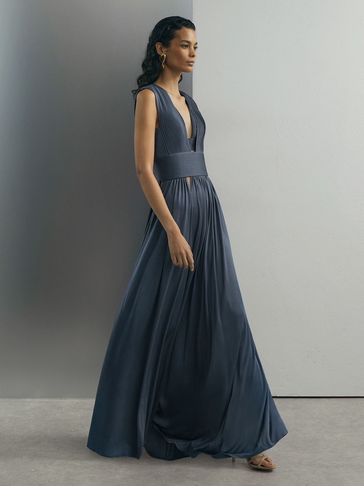maxi dresses plus size Plus Size Ruffle Sleeve V-Neck Tie-Waist Chiffon Maxi Dress