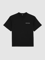 Reiss Black Casa Cotton Logo Short-Sleeve Relaxed T-Shirt - Image 2 of 6