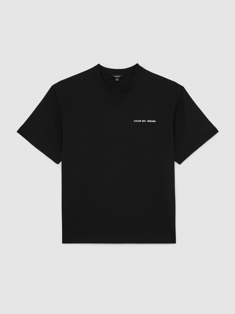 Reiss Black Casa Cotton Logo Short-Sleeve Relaxed T-Shirt - Image 2 of 6