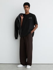 Reiss Black Casa Cotton Logo Short-Sleeve Relaxed T-Shirt - Image 4 of 6