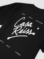 Reiss Black Casa Cotton Logo Short-Sleeve Relaxed T-Shirt - Image 6 of 6
