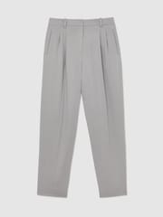 Reiss Grey Clay Petite Lyocell Tapered Pleated Trousers - Image 2 of 8