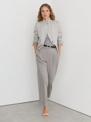 Reiss Grey Clay Petite Lyocell Tapered Pleated Trousers - Image 3 of 8