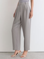Reiss Grey Clay Petite Lyocell Tapered Pleated Trousers - Image 4 of 8