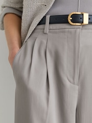 Reiss Grey Clay Petite Lyocell Tapered Pleated Trousers - Image 5 of 8