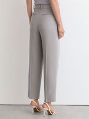 Reiss Grey Clay Petite Lyocell Tapered Pleated Trousers - Image 6 of 8
