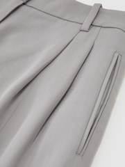 Reiss Grey Clay Petite Lyocell Tapered Pleated Trousers - Image 7 of 8