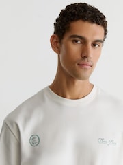 Reiss White Suave Cotton Motif Long-Sleeve Relaxed T-Shirt - Image 1 of 7