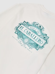 Reiss White Suave Cotton Motif Long-Sleeve Relaxed T-Shirt - Image 7 of 7