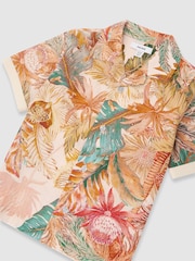 Reiss Neutral Armond Cotton Tropical-Print Cuban-Collar Shirt - Image 3 of 3