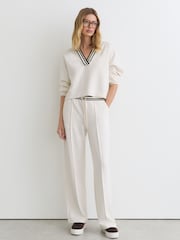 Reiss Verity Premium Interlock Stripe-Waist Joggers - Image 1 of 7