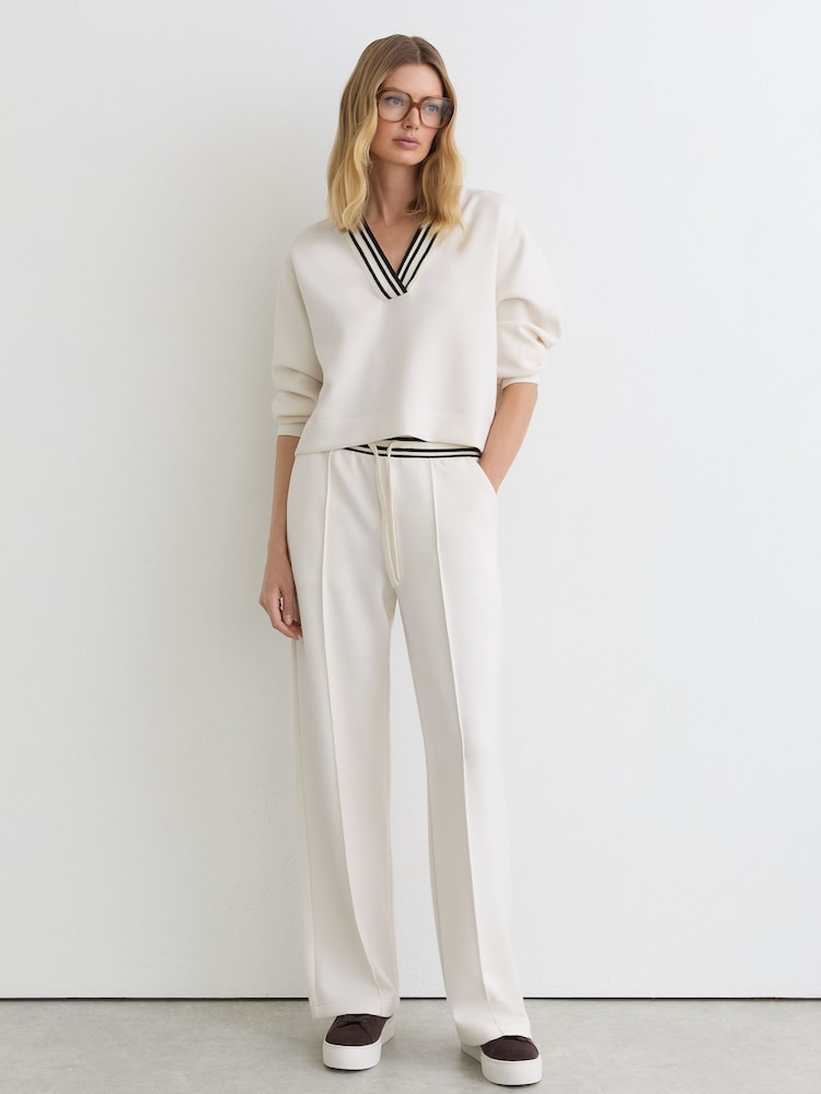 Reiss Verity Premium Interlock Stripe-Waist Joggers - Image 1 of 7 Reiss Verity Premium Interlock Stripe-Waist Joggers - Image 1 of 7