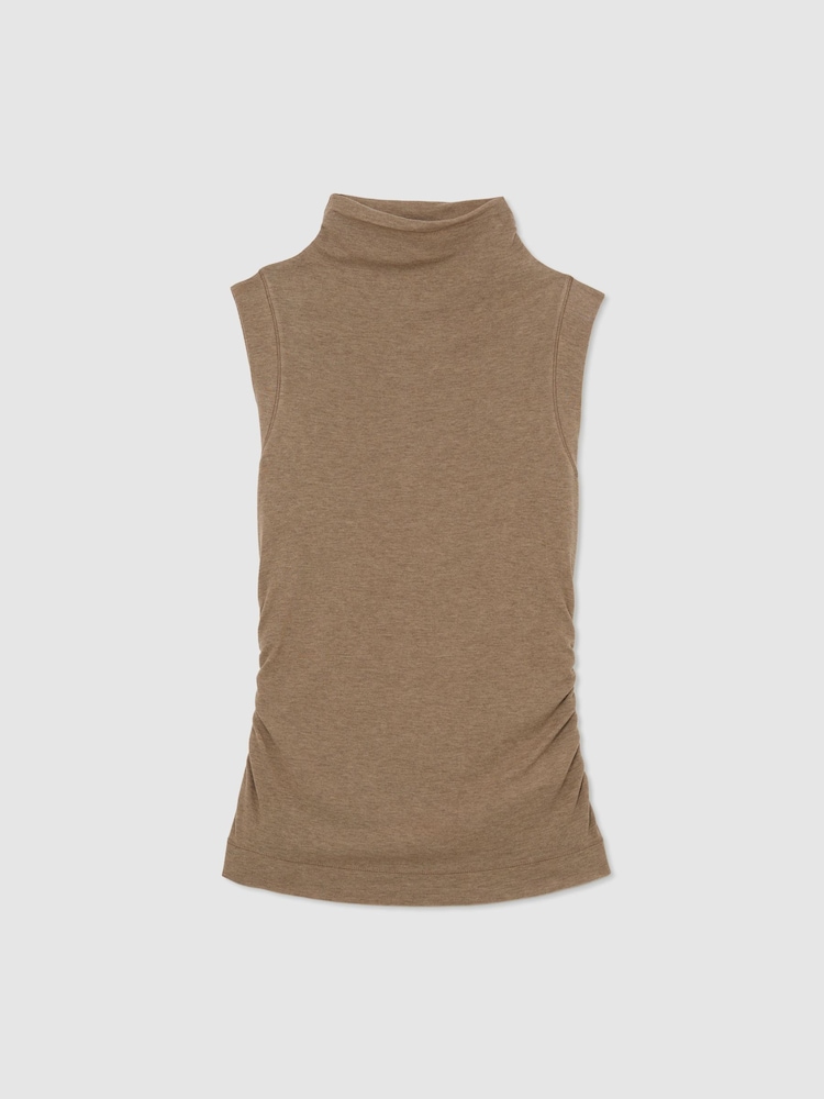 Reiss Dark Neutral Hattie Funnel-Neck Jersey-Knit Vest With Wool - Image 2 of 6
