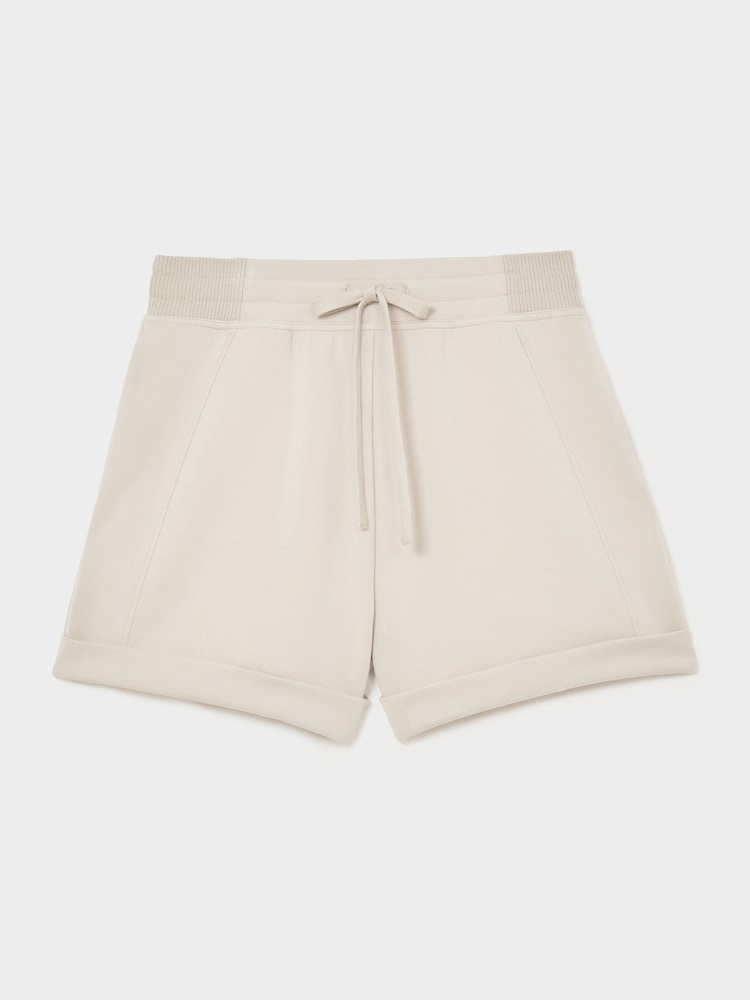 Reiss Neutral Phoebe Premium Interlock Drawstring Shorts - Image 2 of 5