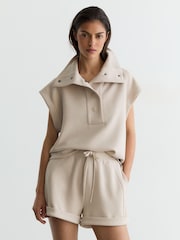 Reiss Neutral Phoebe Premium Interlock Drawstring Shorts - Image 3 of 5