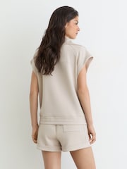 Reiss Neutral Phoebe Premium Interlock Drawstring Shorts - Image 4 of 5