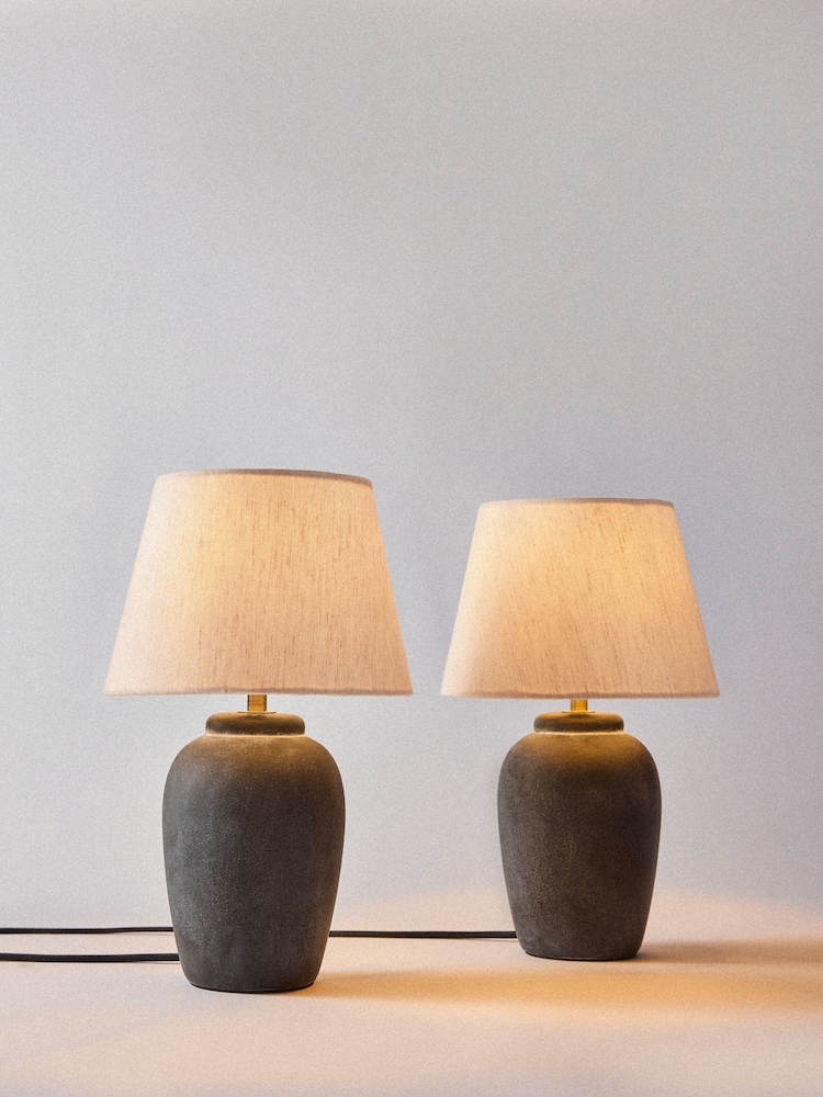 The Set 2 Pack Black/Cream Textured Ceramic Small Table Lamps - Image 1 of 5 The Set 2 Pack Black/Cream Textured Ceramic Small Table Lamps - Image 1 of 5