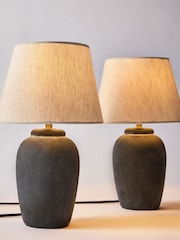 The Set 2 Pack Black/Cream Textured Ceramic Small Table Lamps - Image 2 of 5