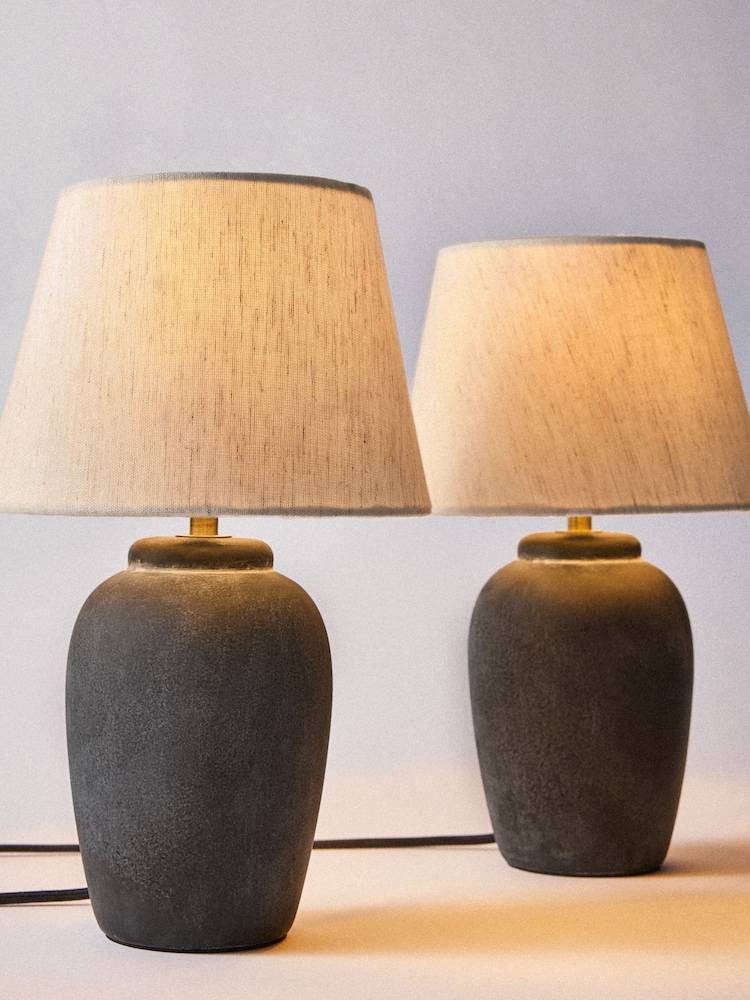The Set 2 Pack Black/Cream Textured Ceramic Small Table Lamps - Image 2 of 5 The Set 2 Pack Black/Cream Textured Ceramic Small Table Lamps - Image 2 of 5