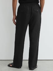 Reiss Black Barges Linen Relaxed-Fit Drawstring Trousers - Image 5 of 6