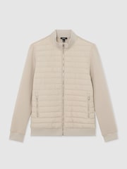 Reiss Light Stone Freddie Hybrid Quilt and Interlock Zip Jacket - Image 2 of 7