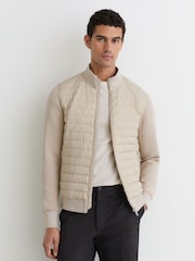 Reiss Light Stone Freddie Hybrid Quilt and Interlock Zip Jacket - Image 5 of 7