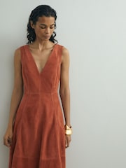 Atelier Rust Suede Sleeveless Midi Dress - Image 4 of 7