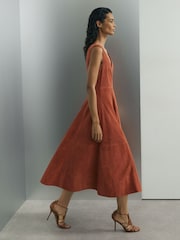 Atelier Rust Suede Sleeveless Midi Dress - Image 5 of 7
