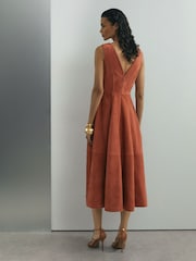 Atelier Rust Suede Sleeveless Midi Dress - Image 6 of 7