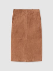 Atelier Tan Suede Pencil Midi Skirt - 画像 2 / 8