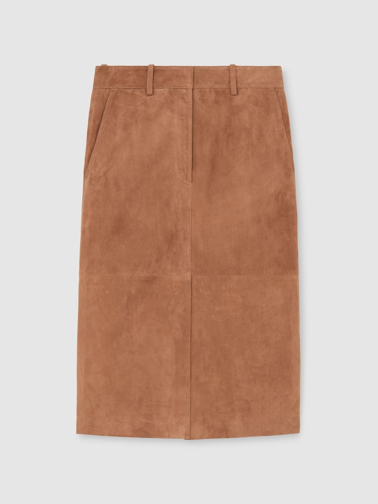 Atelier Tan Suede Pencil Midi Skirt - 画像 2 / 8