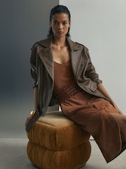 Atelier Tan Suede Pencil Midi Skirt - 画像 4 / 8